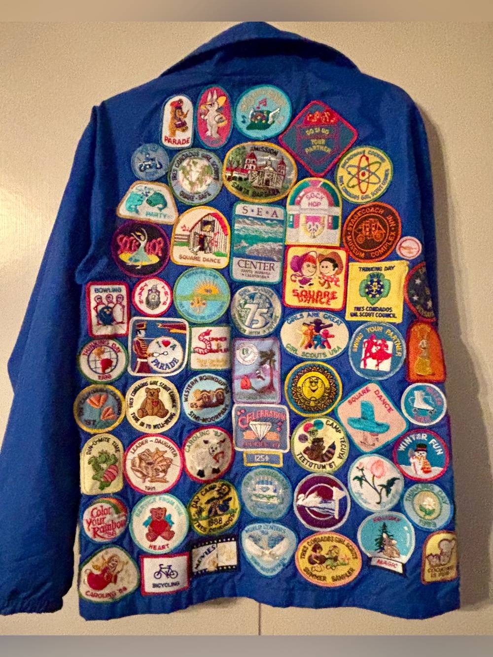 Vintage 80s/90s Girl Scouts Blue Youth Jacket w/ Lots of Scout Badges